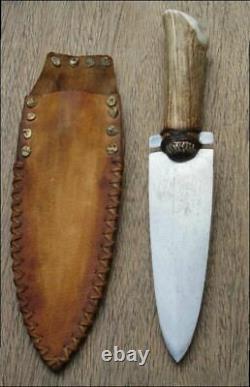 MASSIVE Custom Vintage RUSSELL GRW Dag Smatchet Hunting Knife withStag & A+ Sheath