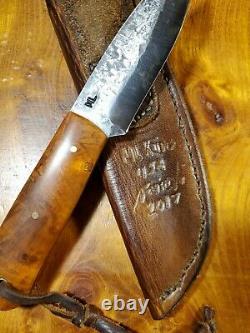 ML Knives Custom Forged Bushcraft Hunting Trail EyeCandyBurl Knife LeatherSheath