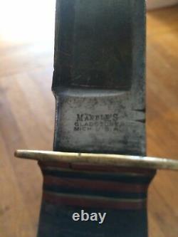 MSA CO. Vtg Gladstone Hunting WW1 Blade USA MARBLES Knife Stag Butt