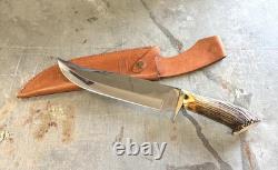 Marbles 15-1/2 Polished Bowie Knife With Stag Handle And Sheath