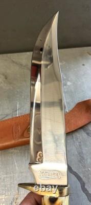 Marbles 15-1/2 Polished Bowie Knife With Stag Handle And Sheath