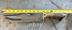 Marbles 15-1/2 Polished Bowie Knife With Stag Handle And Sheath