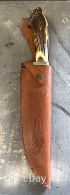 Marbles 15-1/2 Polished Bowie Knife With Stag Handle And Sheath