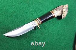 Marbles Gladstone, MI. U. S. A. Woodcraft Style Knife Stag Butt with Sheath