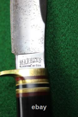 Marbles Gladstone, MI. U. S. A. Woodcraft Style Knife Stag Butt with Sheath