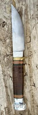 Marbles Ideal Fixed Blade Hunting Knife Stacked Leather Handle Sheath