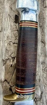 Marbles Ideal Fixed Blade Hunting Knife Stacked Leather Handle Sheath