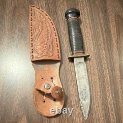 Marbles Vintage Hunting Knife Carbon Steel Clip Point Leather Handle Sheath