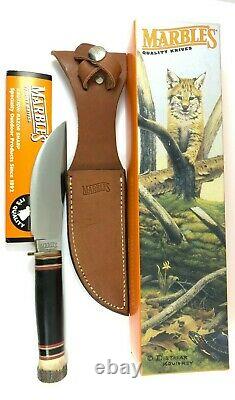 Marbles Woodcraft Knife Buffalo Handle Stag Pommel Vintage + Sheath Box 5183-LLT