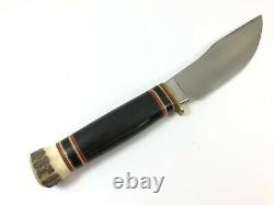 Marbles Woodcraft Knife Buffalo Handle Stag Pommel Vintage + Sheath Box 5183-LLT