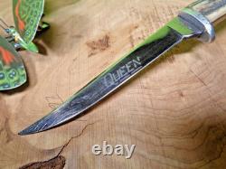 Mid Century Vintage Queen Bird & Trout Knife with Original Sheath