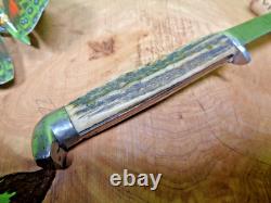Mid Century Vintage Queen Bird & Trout Knife with Original Sheath