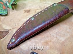Mid Century Vintage Queen Bird & Trout Knife with Original Sheath