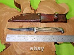 Mid Century Vintage Queen Bird & Trout Knife with Original Sheath