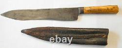 Mid-late 1800s Sheffield Fur Trade Hunting Skinning Knife Hand Stitched Sheath