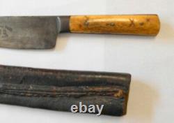 Mid-late 1800s Sheffield Fur Trade Hunting Skinning Knife Hand Stitched Sheath