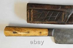 Mid-late 1800s Sheffield Fur Trade Hunting Skinning Knife Hand Stitched Sheath