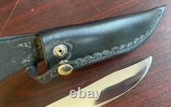 Miller knife custom signed fixed blade knife with hand made sheath nice