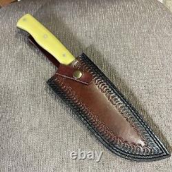 Mint, D. Lowcy Custom Knife, Bone Micarta, 1095 Steel, Custom Sheath