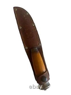 Mora knife made in sweden vintage + Sheath EUC Wooden Handle