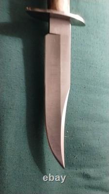Muela Cazorla Fixed Bowie Knife with Crown Stag Handle and Belt Sheath