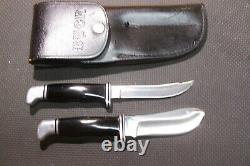 NICE Buck Combo Hunting Knife Set with Leather Case from my Collection # 118 & 103