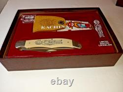 NM 1983 Schrade Kachina Scrimshaw Hunter Knife Beaded Sheath Limited Edition