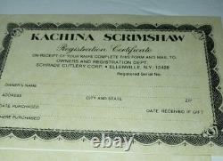 NM 1983 Schrade Kachina Scrimshaw Hunter Knife Beaded Sheath Limited Edition