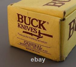 NOS Vintage 1981 1986 Buck USA 120 General Large Hunting Knife & Sheath