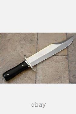New Custom Handmade 5160 Steel Bowie Mirror Polished Hunting Knife, Horn Handle