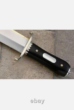 New Custom Handmade 5160 Steel Bowie Mirror Polished Hunting Knife, Horn Handle