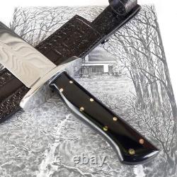 New Custom Handmade Die Tool Steel Hunting Bowie Survival Knife Horn Handle