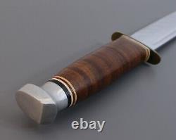 Nice! Kabar USA 1207 Large Finger Groove Hunting / Combat Knife & Leather Sheath
