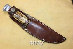 Old Vintage MARBLE'S Gladstone Mich. Stag Handle Hunting Knife w Marble's Sheath