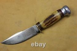 Old Vintage MARBLE'S Gladstone Mich. Stag Handle Hunting Knife w Marble's Sheath