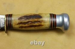 Old Vintage MARBLE'S Gladstone Mich. Stag Handle Hunting Knife w Marble's Sheath