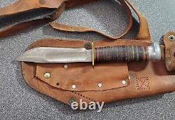 Old WWII Pilot Owned Marble's Gladstone USA Ideal Hunting Knife In Custom Sheath