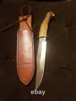 Olsen Knife Co 2700 8 Solingen Germany Stag Fixed Blade Knife. Carbon Steel