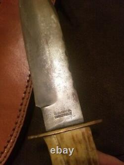 Olsen Knife Co 2700 8 Solingen Germany Stag Fixed Blade Knife. Carbon Steel