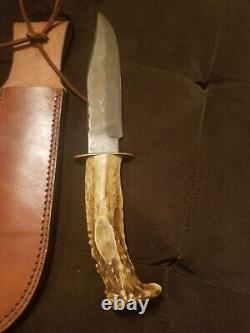 Olsen Knife Co 2700 8 Solingen Germany Stag Fixed Blade Knife. Carbon Steel