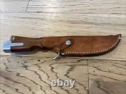 Olsen OK Howard City Mi #708 Rosewood Handle Fixed Blade Hunting Knife with Sheath