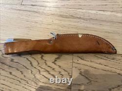 Olsen OK Howard City Mi #708 Rosewood Handle Fixed Blade Hunting Knife with Sheath