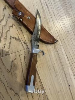 Olsen OK Howard City Mi #708 Rosewood Handle Fixed Blade Hunting Knife with Sheath