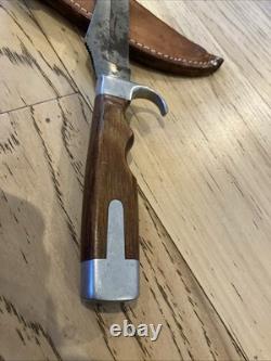 Olsen OK Howard City Mi #708 Rosewood Handle Fixed Blade Hunting Knife with Sheath