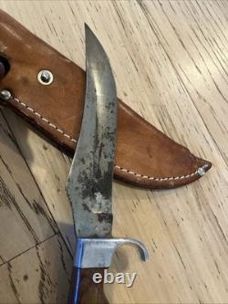 Olsen OK Howard City Mi #708 Rosewood Handle Fixed Blade Hunting Knife with Sheath