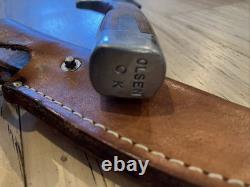 Olsen OK Howard City Mi #708 Rosewood Handle Fixed Blade Hunting Knife with Sheath