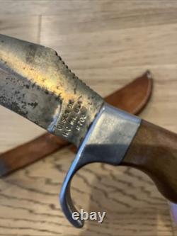 Olsen OK Howard City Mi #708 Rosewood Handle Fixed Blade Hunting Knife with Sheath