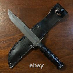 Ontario Knife Company OKC 8180 498 Marine Combat Knife & Leather Sheath CLEAN