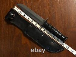 Ontario Knife Company OKC 8180 498 Marine Combat Knife & Leather Sheath CLEAN