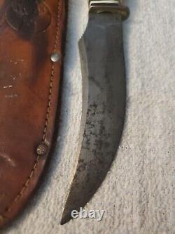 Orig. Buffalo Skinner Knife Solingen, Germany Carved Antler withSheath